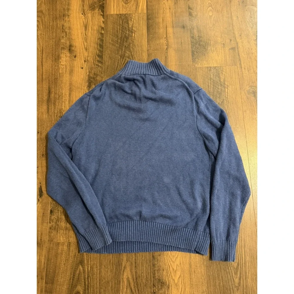 Polo Ralph Lauren Mock Neck Sweater Mens XL Blue 1/4 Button 100% Cotton Pullover
